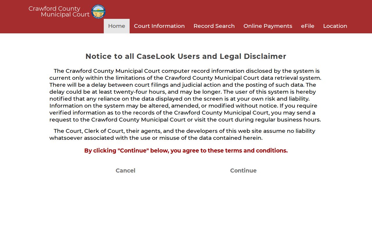 Crawford County inmate release Municipal Court docket search